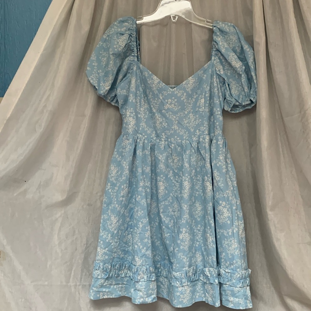 Altar'd State Light Blue Puff Sleeve Mini Dress